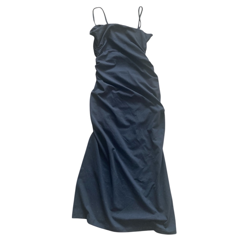 NWT Susana Monaco Cami Strap Ruched Slit Maxi Dress in Onyx - Picture 4 of 8